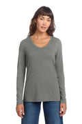 District Women's Perfect Tri Long Sleeve V-Neck Tee – Heathered Charcoal