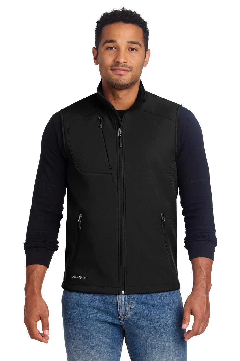 Eddie Bauer Stretch Soft Shell Vest – Deep Black – front