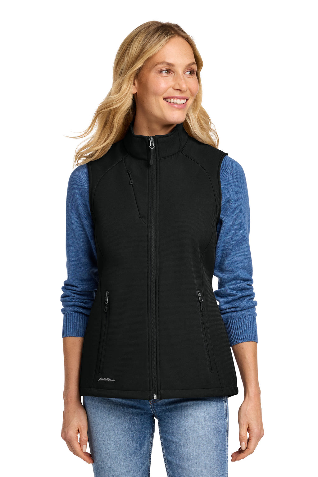 Eddie Bauer Women's Stretch Soft Shell Vest – Deep Black – front
