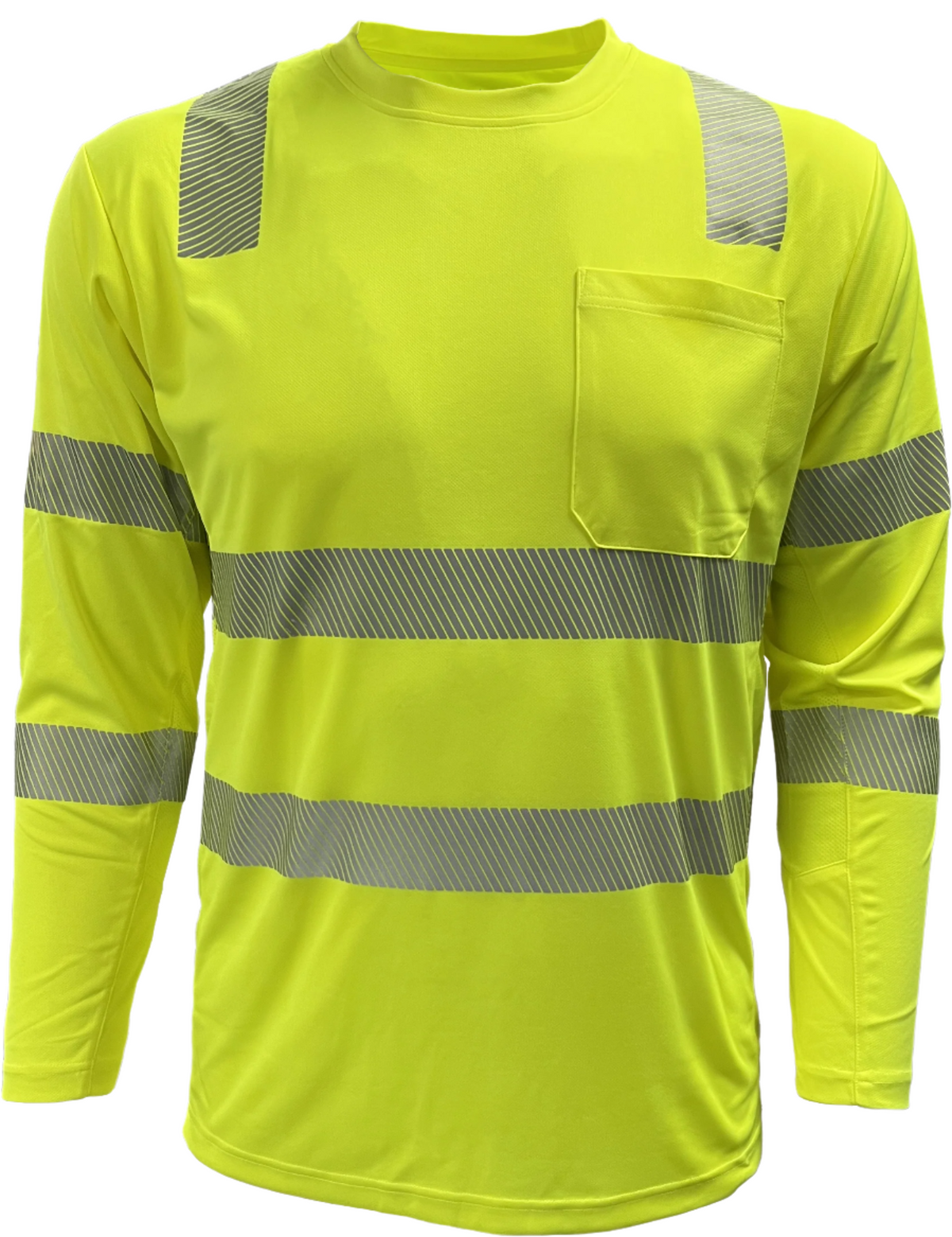 Reflective Apparel Hi-Vis Coolmax Long Sleeve Pocket Safety T-Shirt, ANSI Class 3, Lime