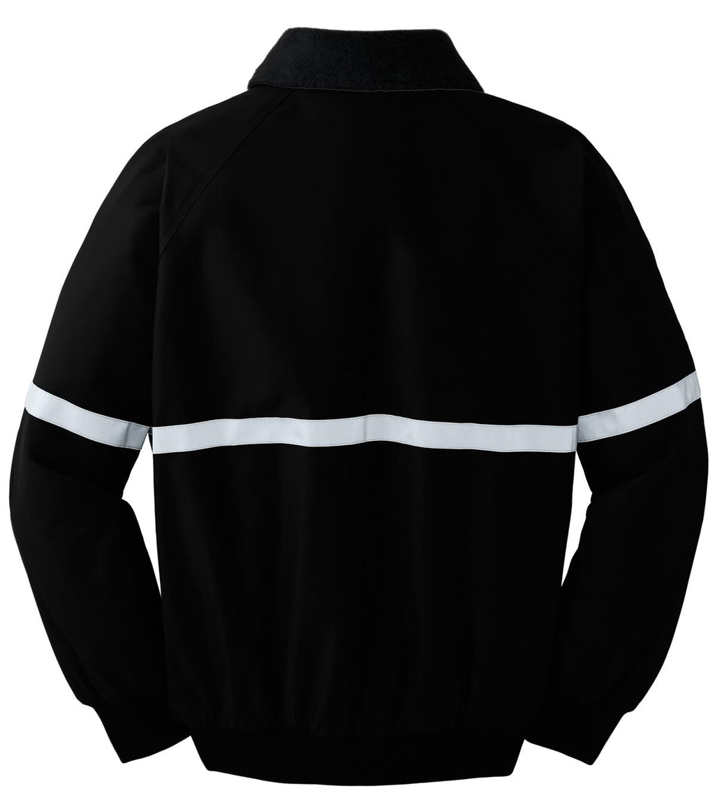 Port Authority Challenger Jacket with Reflective Taping – True Black/True Black/Reflective – flat back