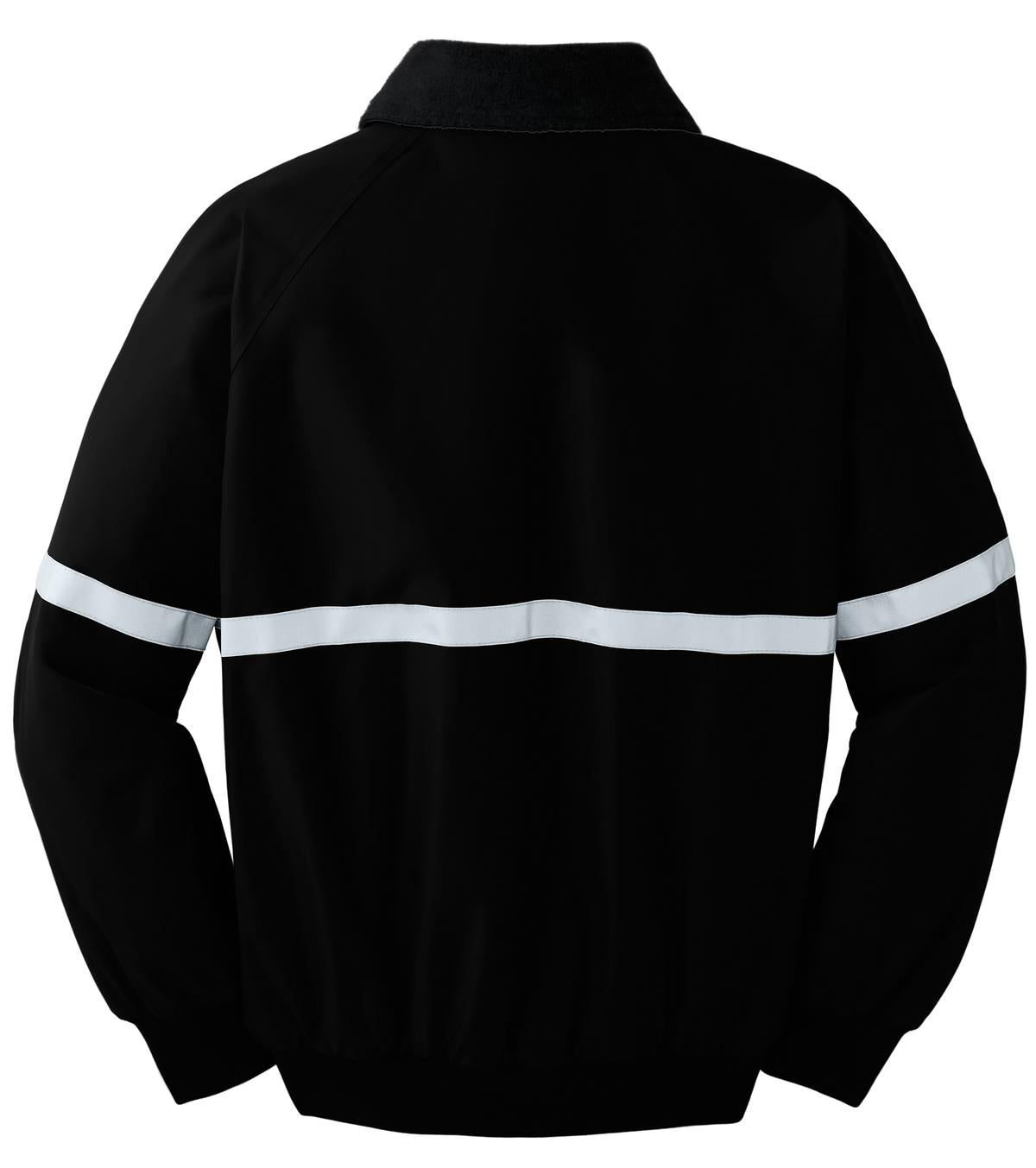 Port Authority Challenger Jacket with Reflective Taping – True Black/True Black/Reflective – flat back