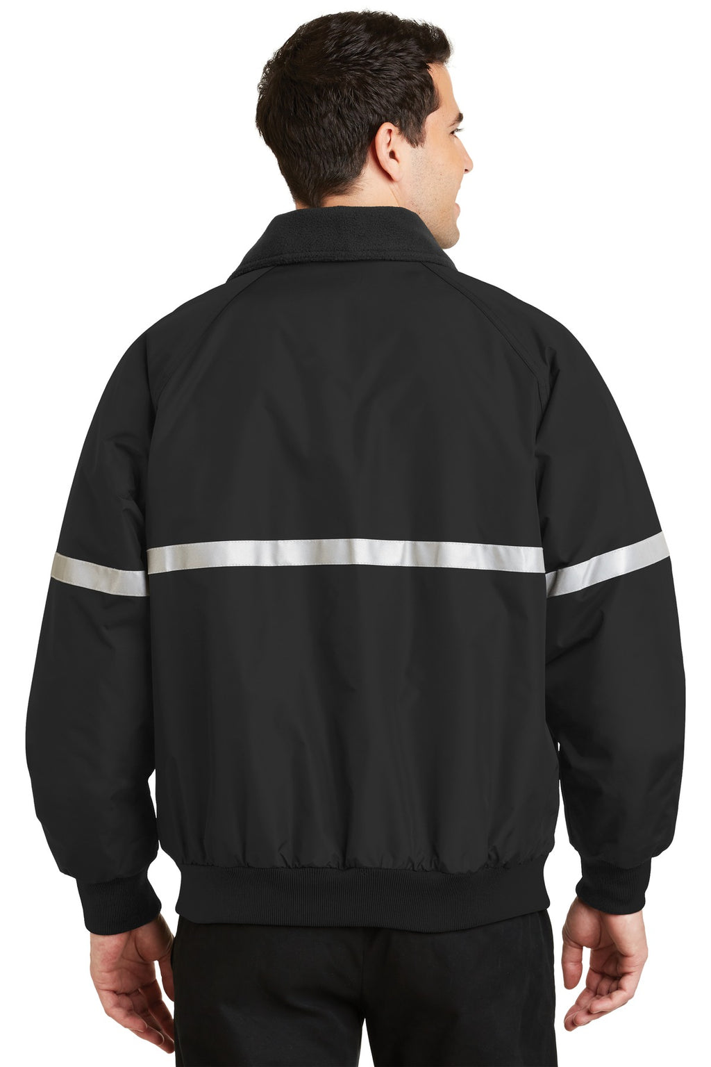 Port Authority Challenger Jacket with Reflective Taping – True Black/True Black/Reflective – back