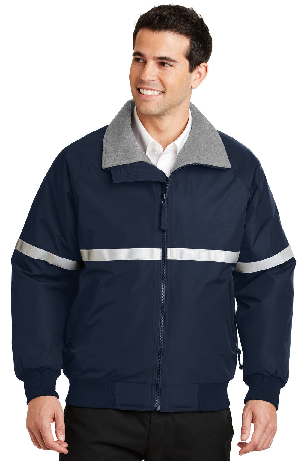 Port Authority Challenger Jacket with Reflective Taping – True Navy/Grey Heather/Reflective