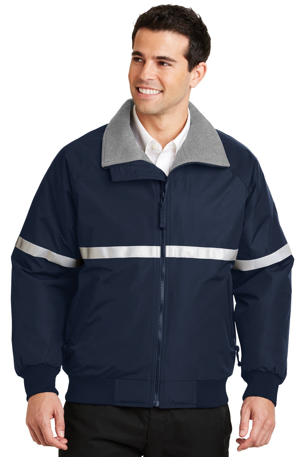 Port Authority Challenger Jacket with Reflective Taping – True Navy/Grey Heather/Reflective