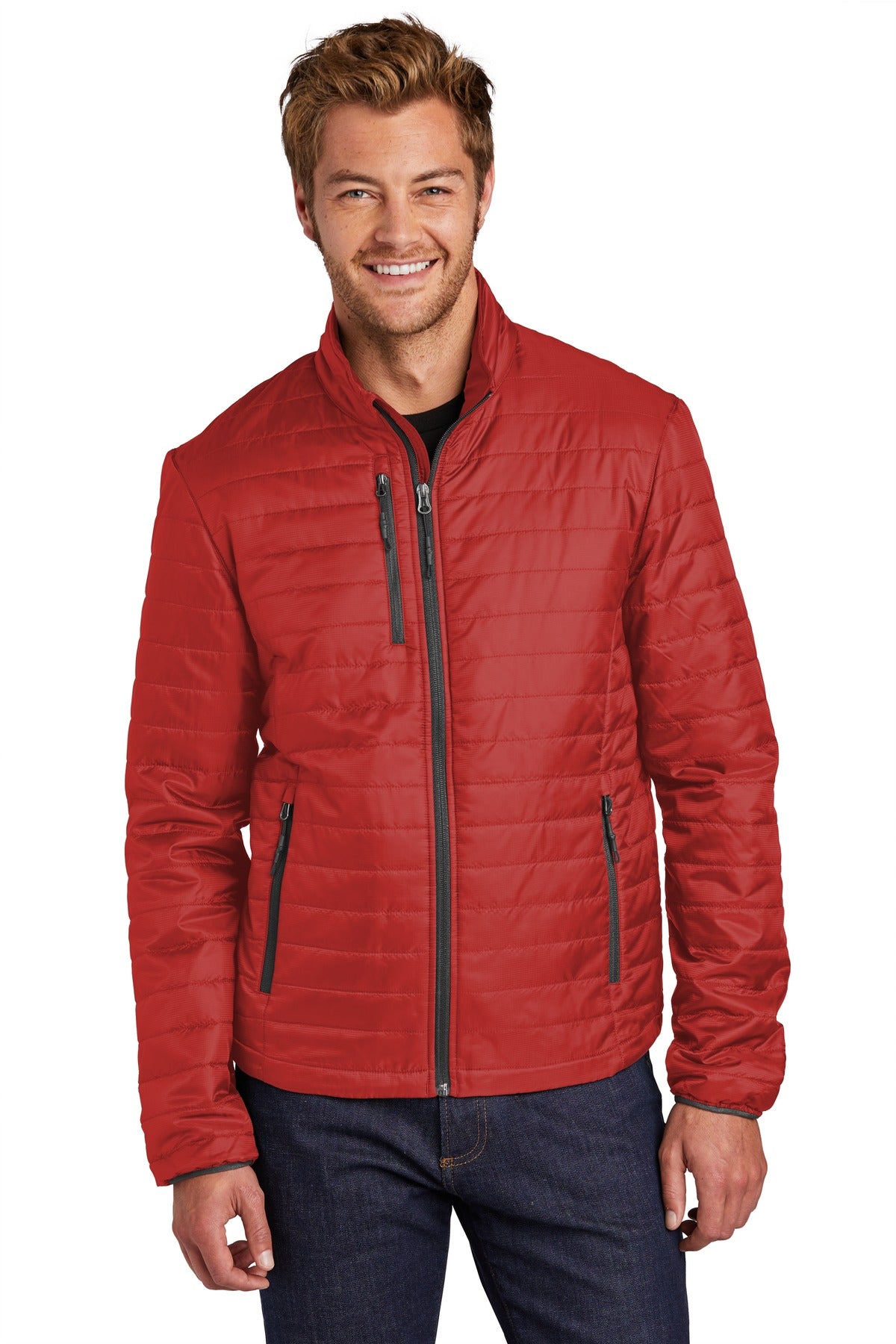Port Authority Packable Puffy Jacket – Fire Red/Graphite