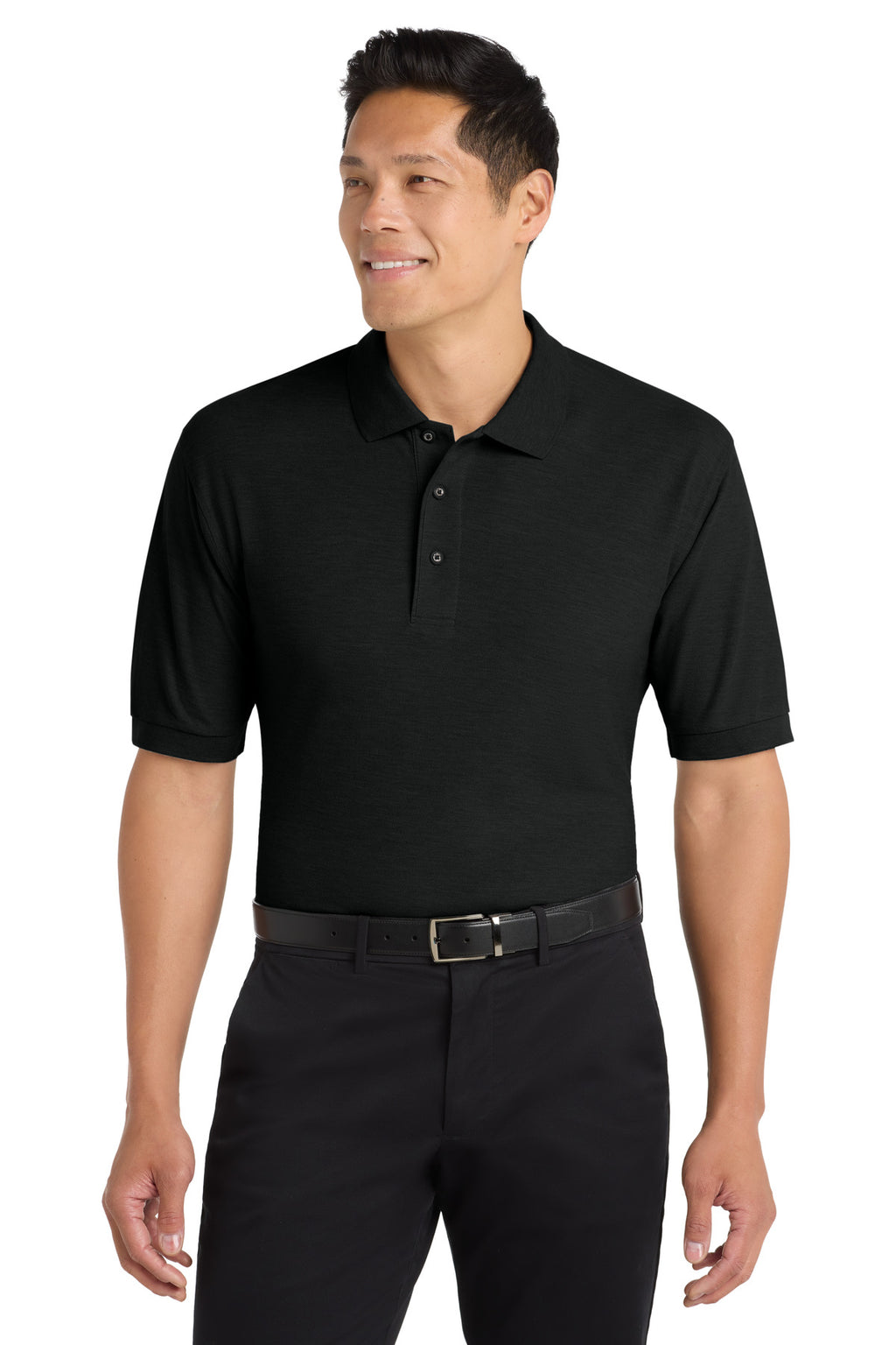 Port Authority Silk Touch Polo – Black – front