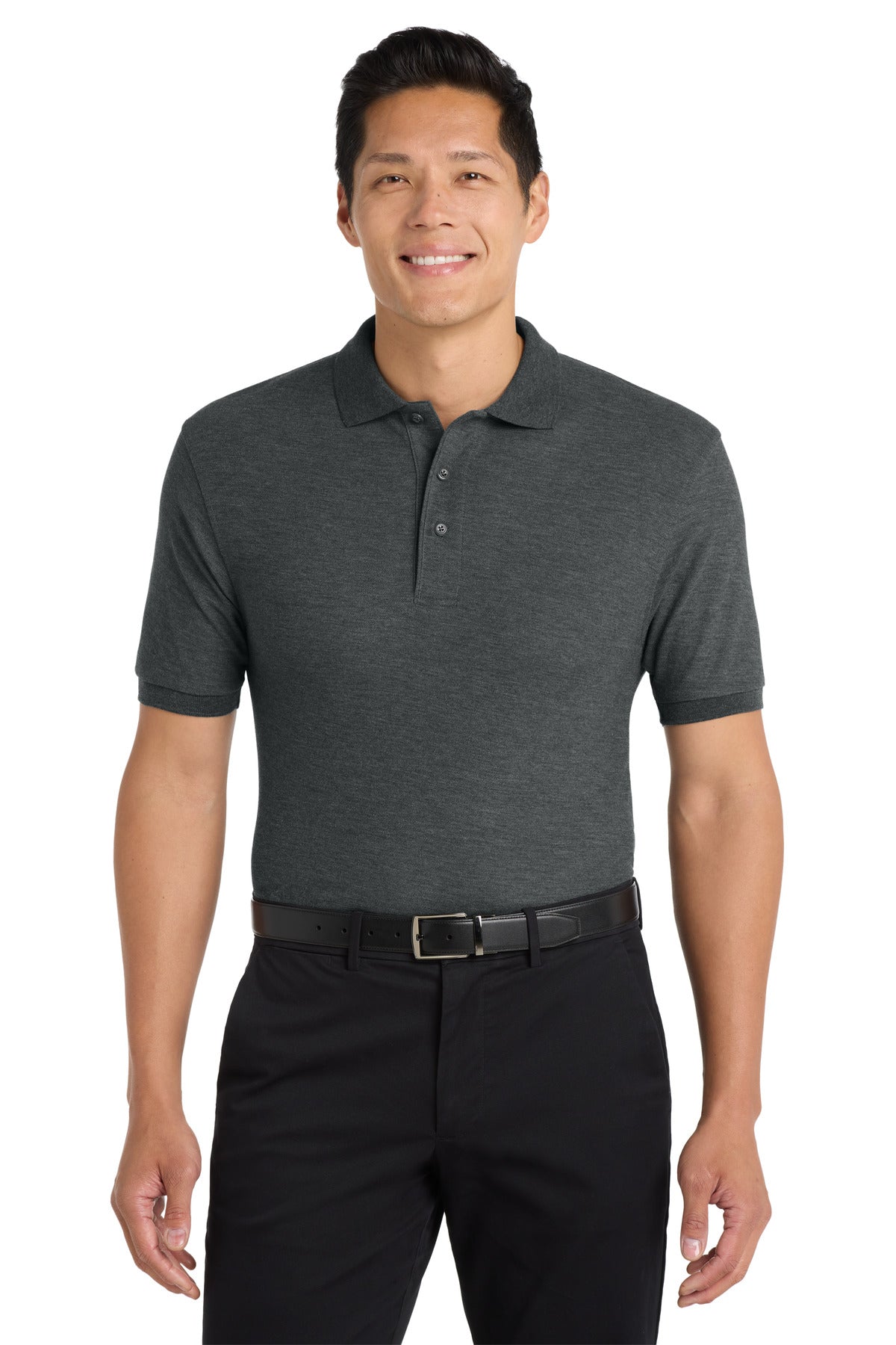 Port Authority Silk Touch Polo – Charcoal Heather Grey