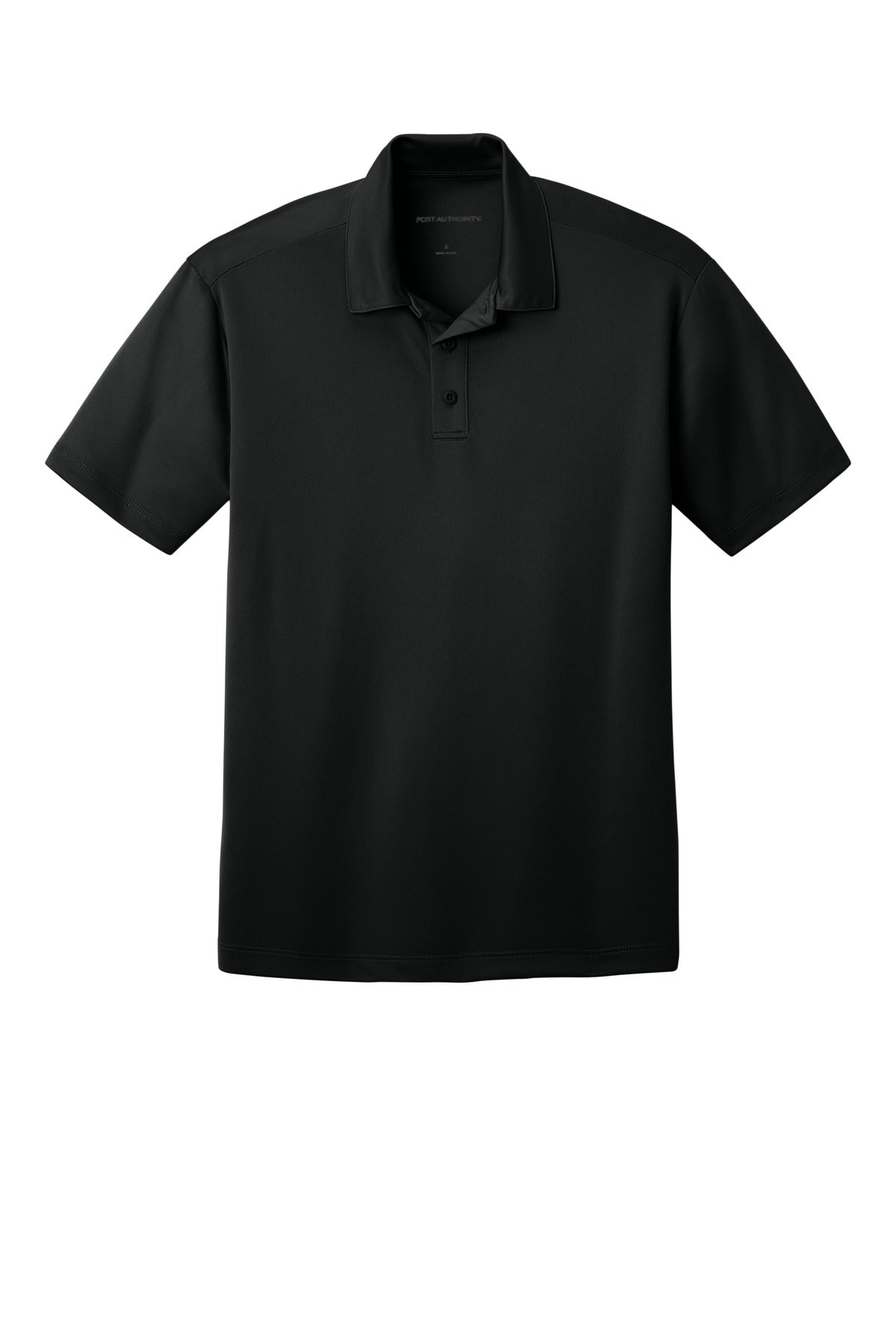 Port Authority Tall Silk Touch Performance Polo – Black – flat front