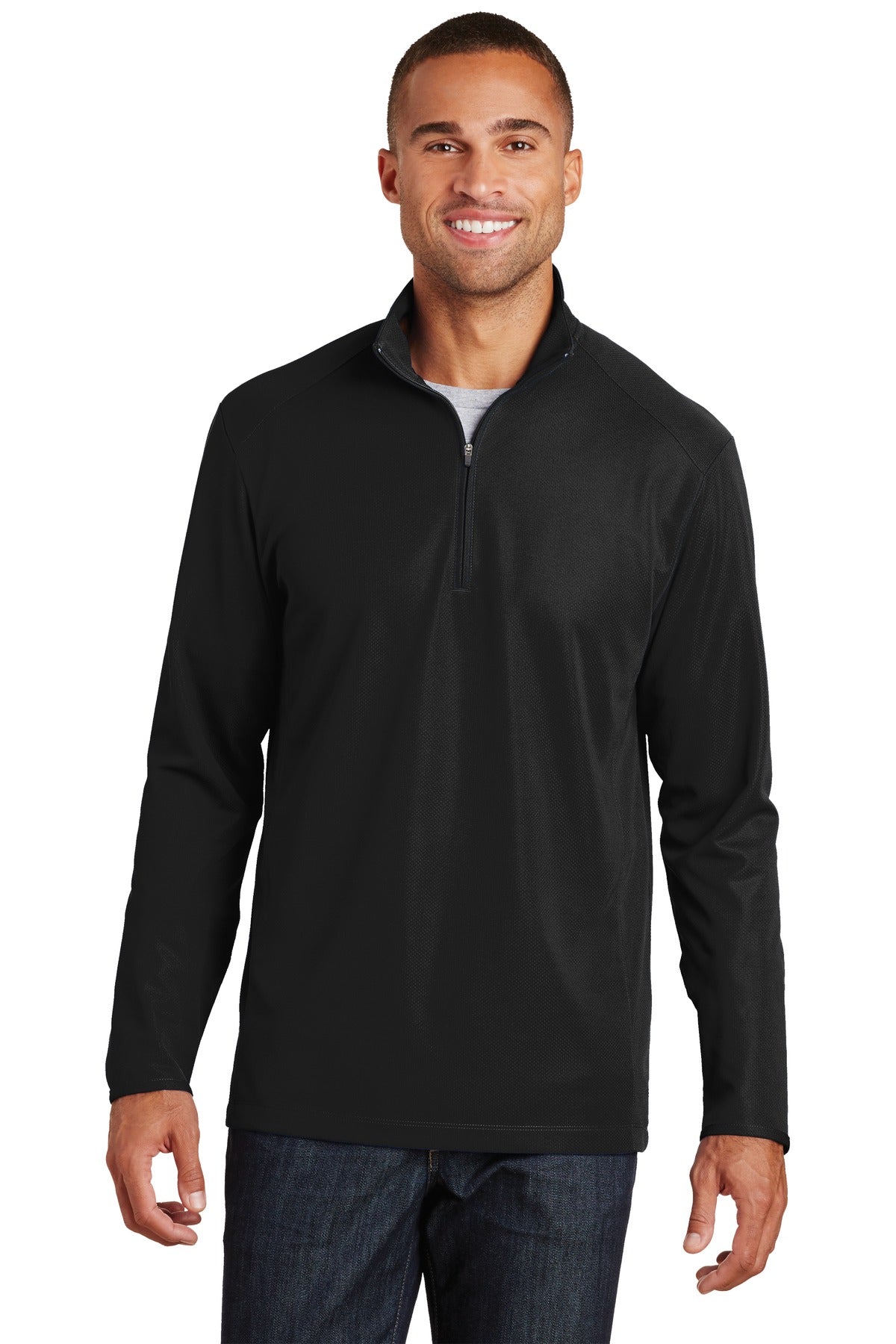 Port Authority Pinpoint Mesh 1/2-Zip – Black