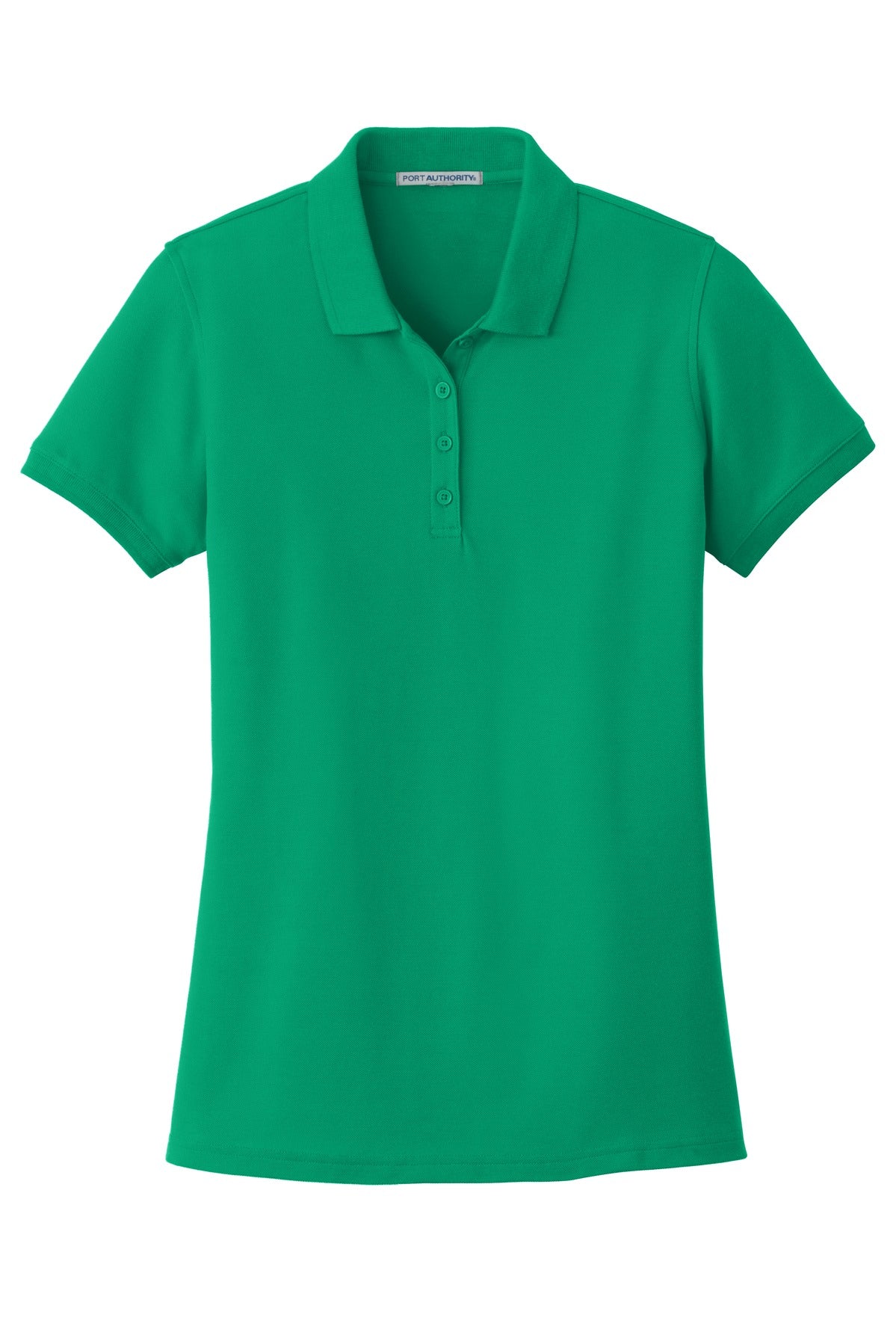 Port Authority Women's Core Classic Pique Polo – Bright Kelly Green – flat front