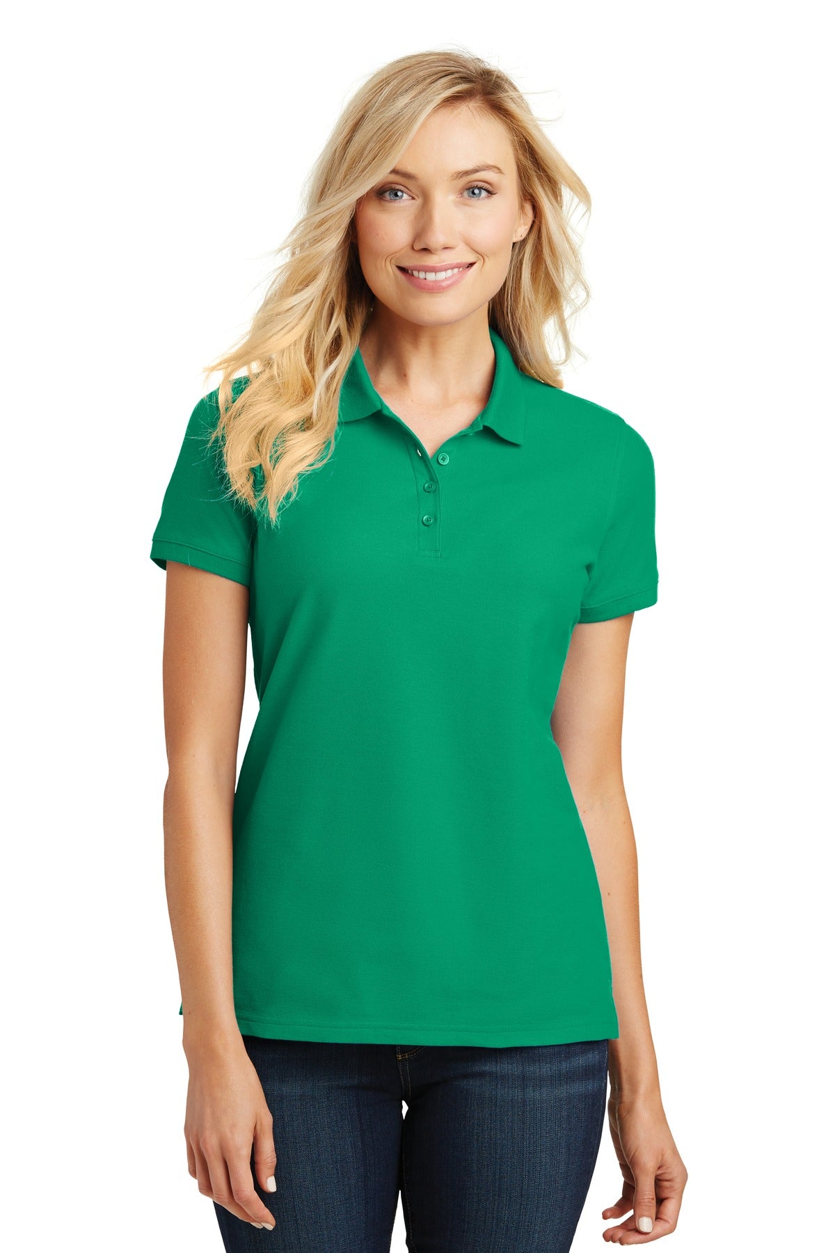 Port Authority Women's Core Classic Pique Polo – Bright Kelly Green – front