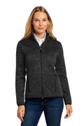 Port Authority Women's Sweater Fleece Jacket – Black Heather