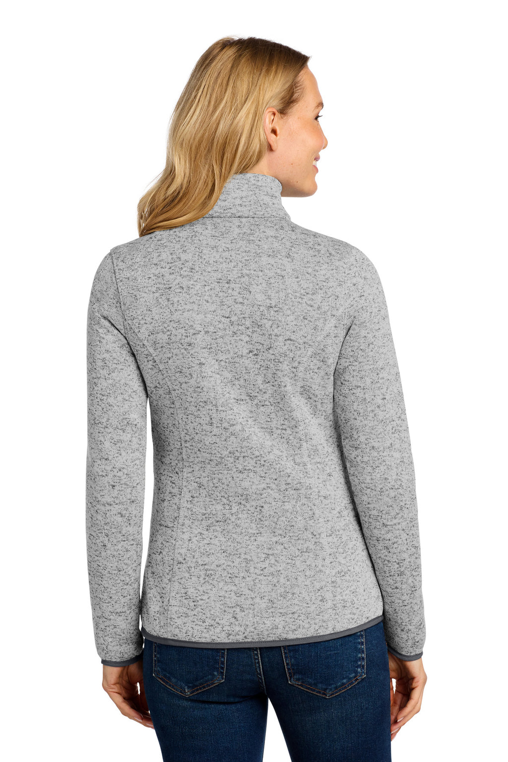 Port Authority Women's Sweater Fleece Jacket – Grey Heather – back