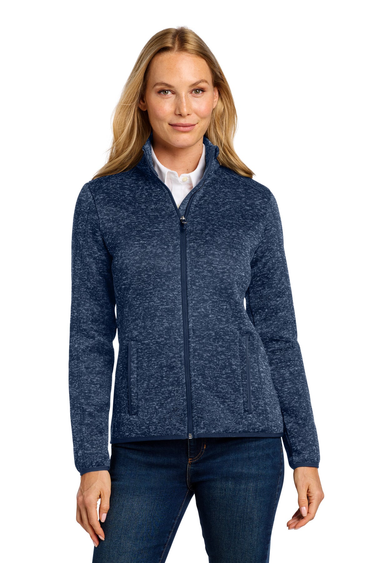Port Authority Women's Sweater Fleece Jacket – River Blue Navy Heather