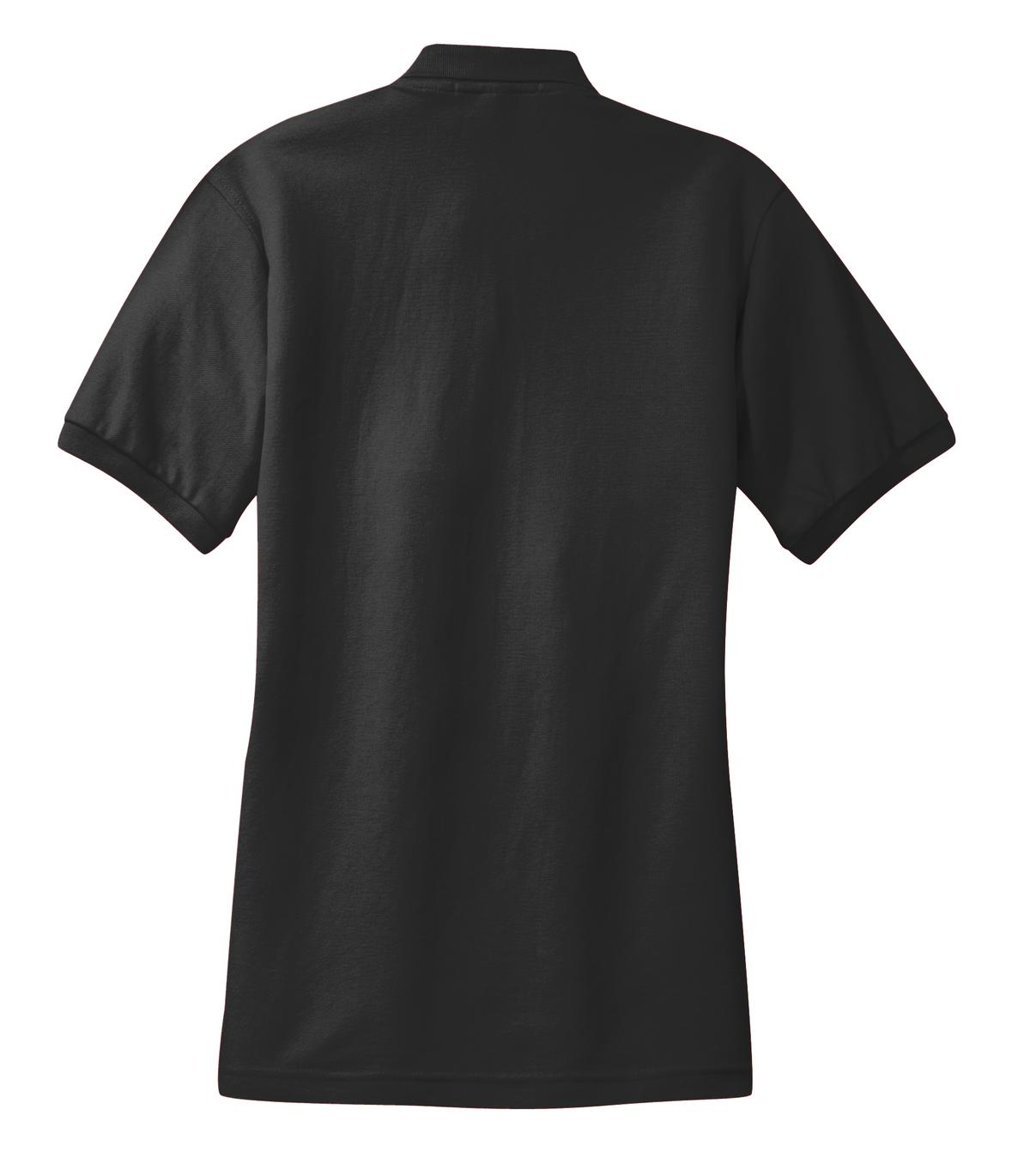 Port Authority Women's Silk Touch Polo – Black – flat back