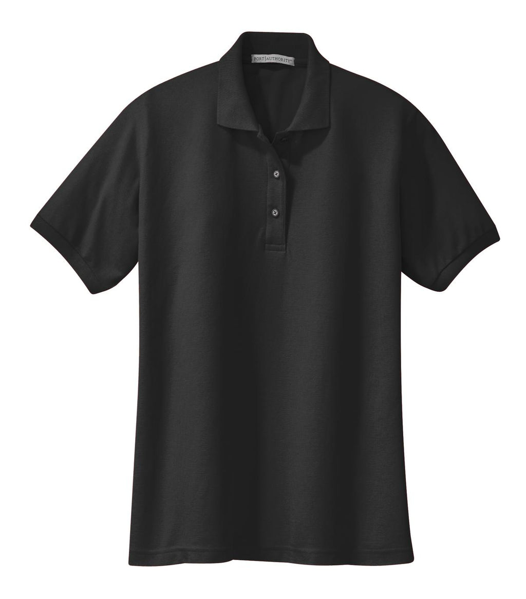 Port Authority Women's Silk Touch Polo – Black – flat front