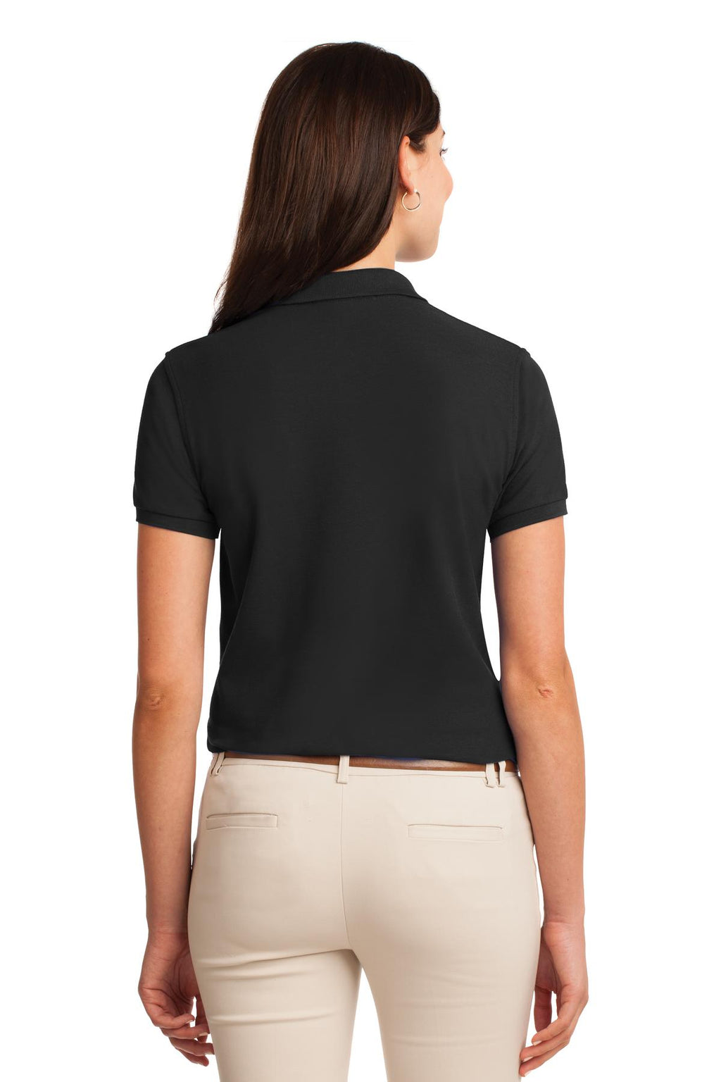 Port Authority Women's Silk Touch Polo – Black – back