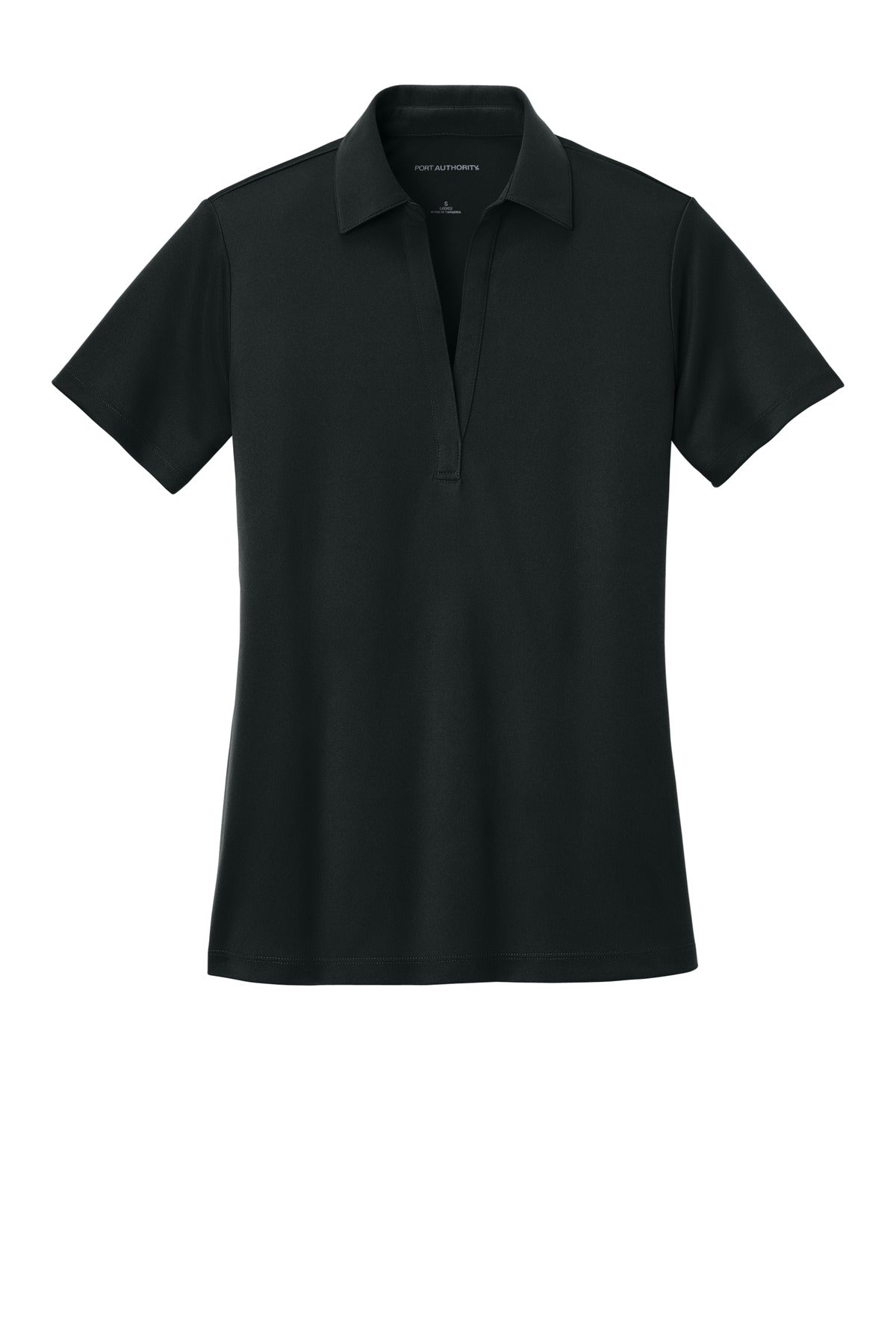 Port Authority Women's Silk Touch Performance Polo – Black – flat front