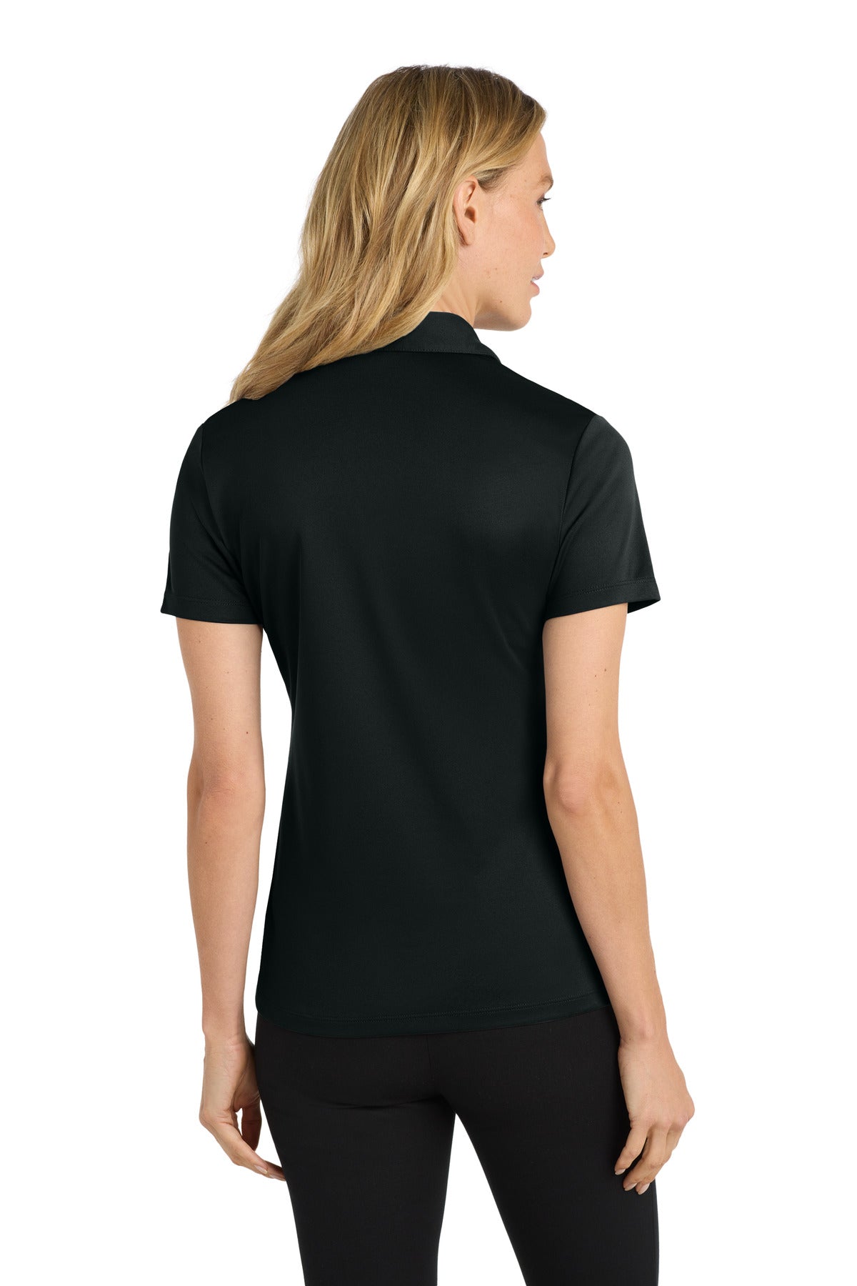 Port Authority Women's Silk Touch Performance Polo – Black – back