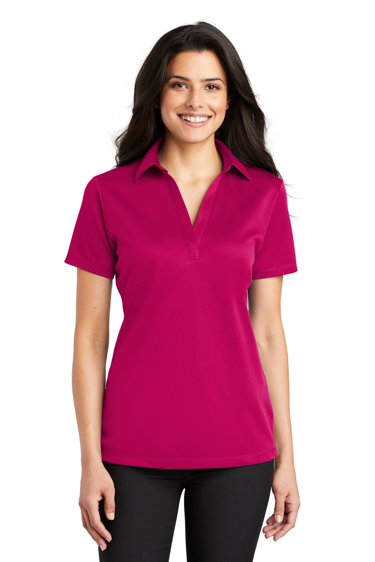 Port Authority Women's Silk Touch Performance Polo – Pink Raspberry