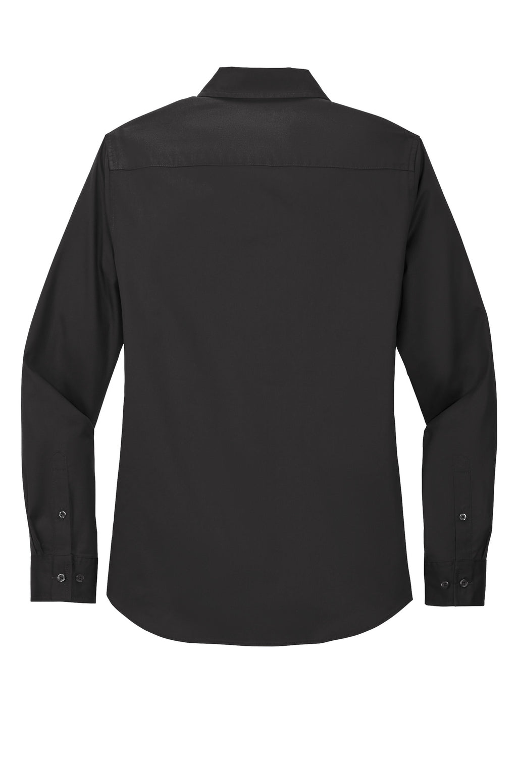 Port Authority Women's Long Sleeve Easy Care Shirt – Black/Light Stone – flat back