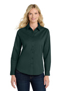 Port Authority Women's Long Sleeve Easy Care Shirt – Dark Green/Navy