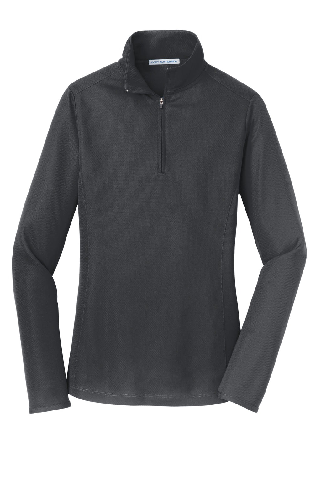 Port Authority Women's Pinpoint Mesh 1/2-Zip – Battleship Grey – flat front