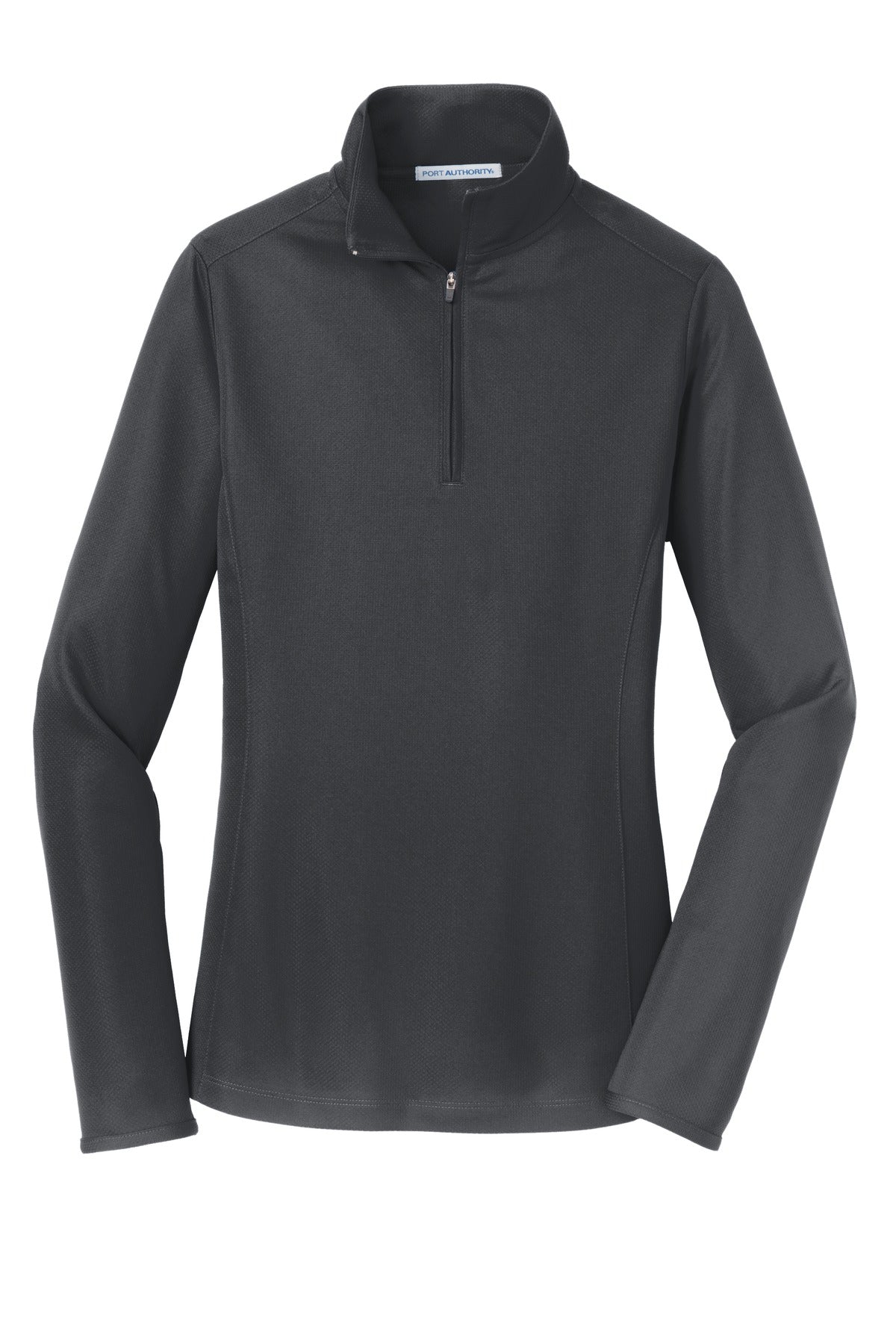 Port Authority Women's Pinpoint Mesh 1/2-Zip – Battleship Grey – flat front