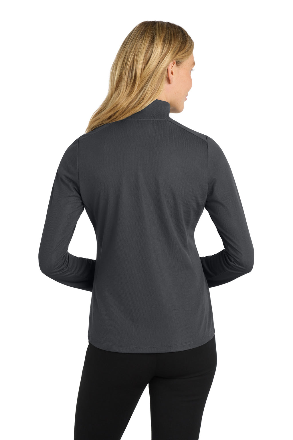 Port Authority Women's Pinpoint Mesh 1/2-Zip – Battleship Grey – back