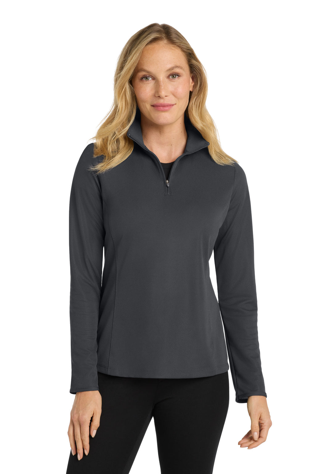 Port Authority Women's Pinpoint Mesh 1/2-Zip – Battleship Grey – front