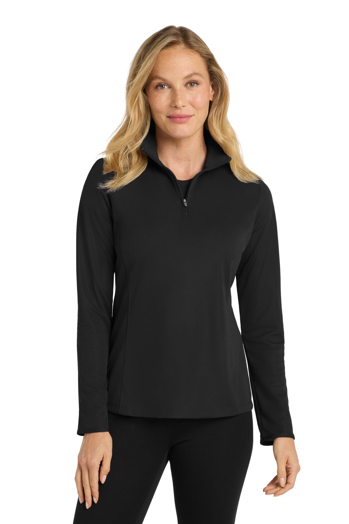 Port Authority Women's Pinpoint Mesh 1/2-Zip – Black