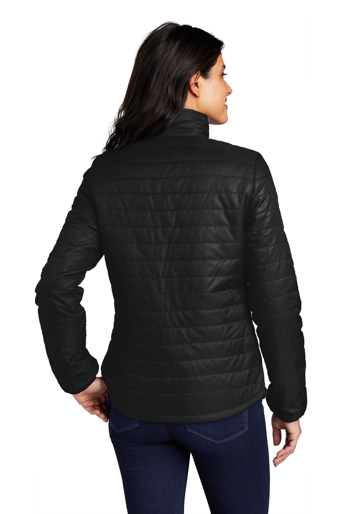 Port Authority Women's Packable Puffy Jacket – Deep Black – back