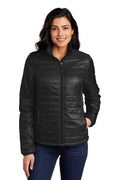 Port Authority Women's Packable Puffy Jacket – Deep Black – front