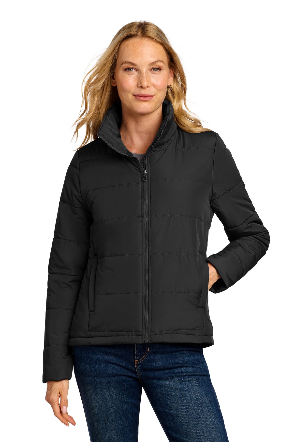 Port Authority Women's Puffer Jacket – Deep Black – front