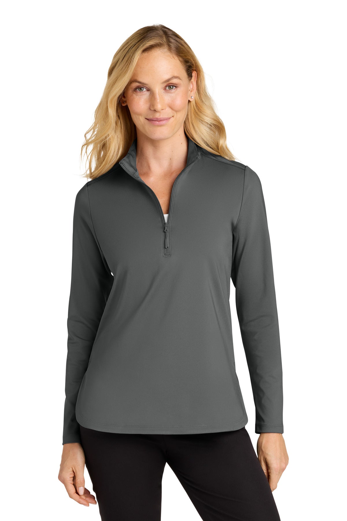 Port Authority Women's C-FREE Double Knit 1/4-Zip – Smoke Grey