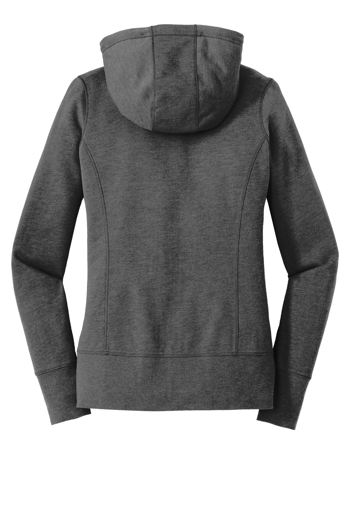 New Era Women's Tri-Blend Fleece Full-Zip Hoodie – Black Heather – flat back