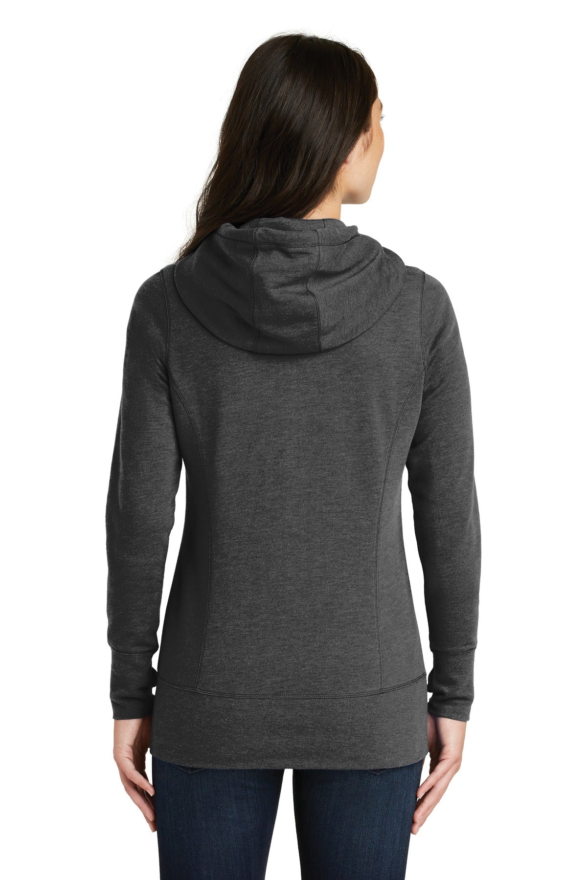 New Era Women's Tri-Blend Fleece Full-Zip Hoodie – Black Heather – back