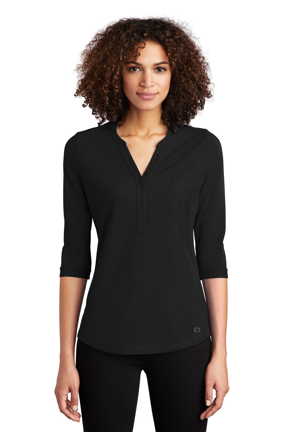 OGIO Women's Jewel Henley – Blacktop – front