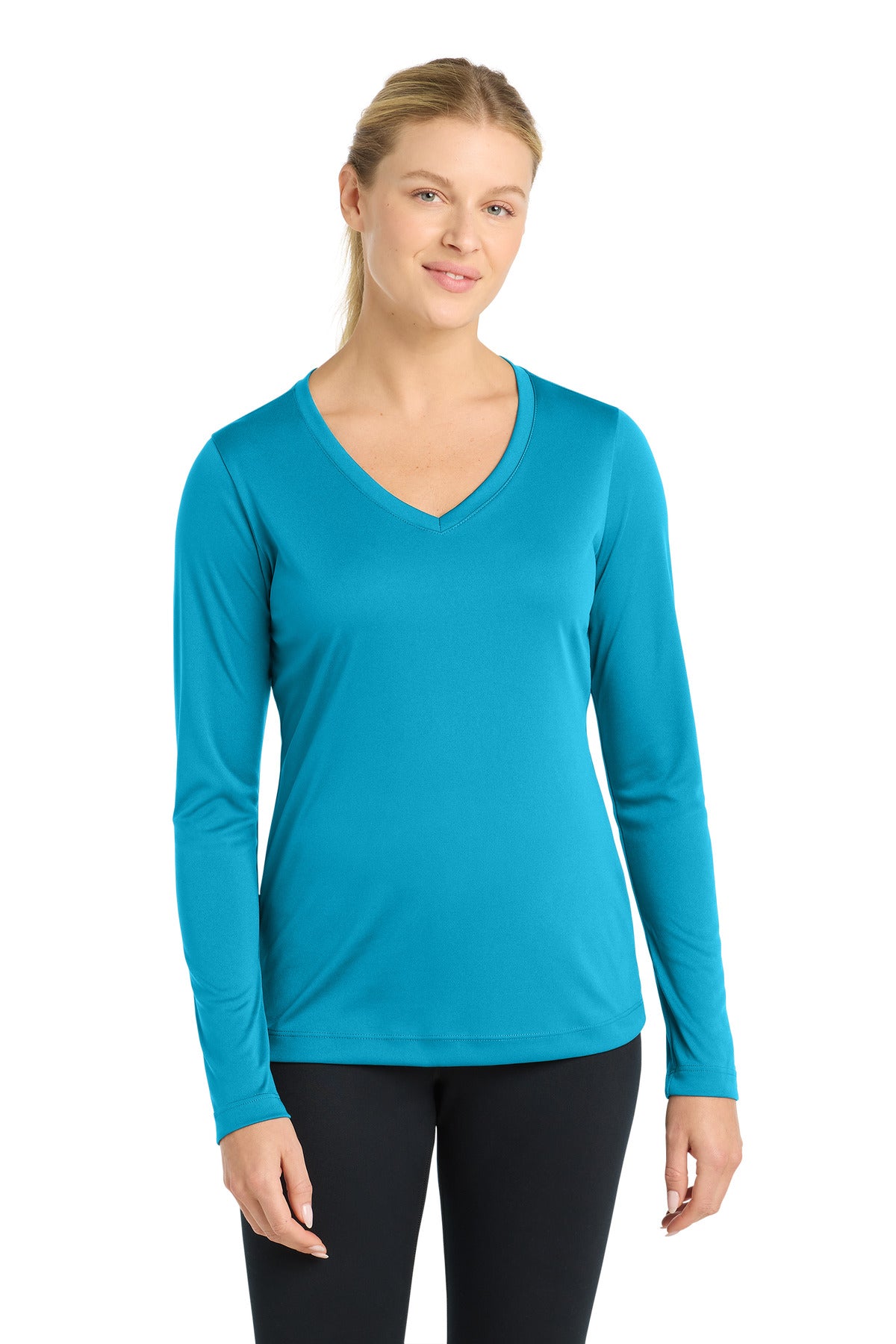 Sport-Tek Women's Long Sleeve PosiCharge Competitor V-Neck Tee – Atomic Blue