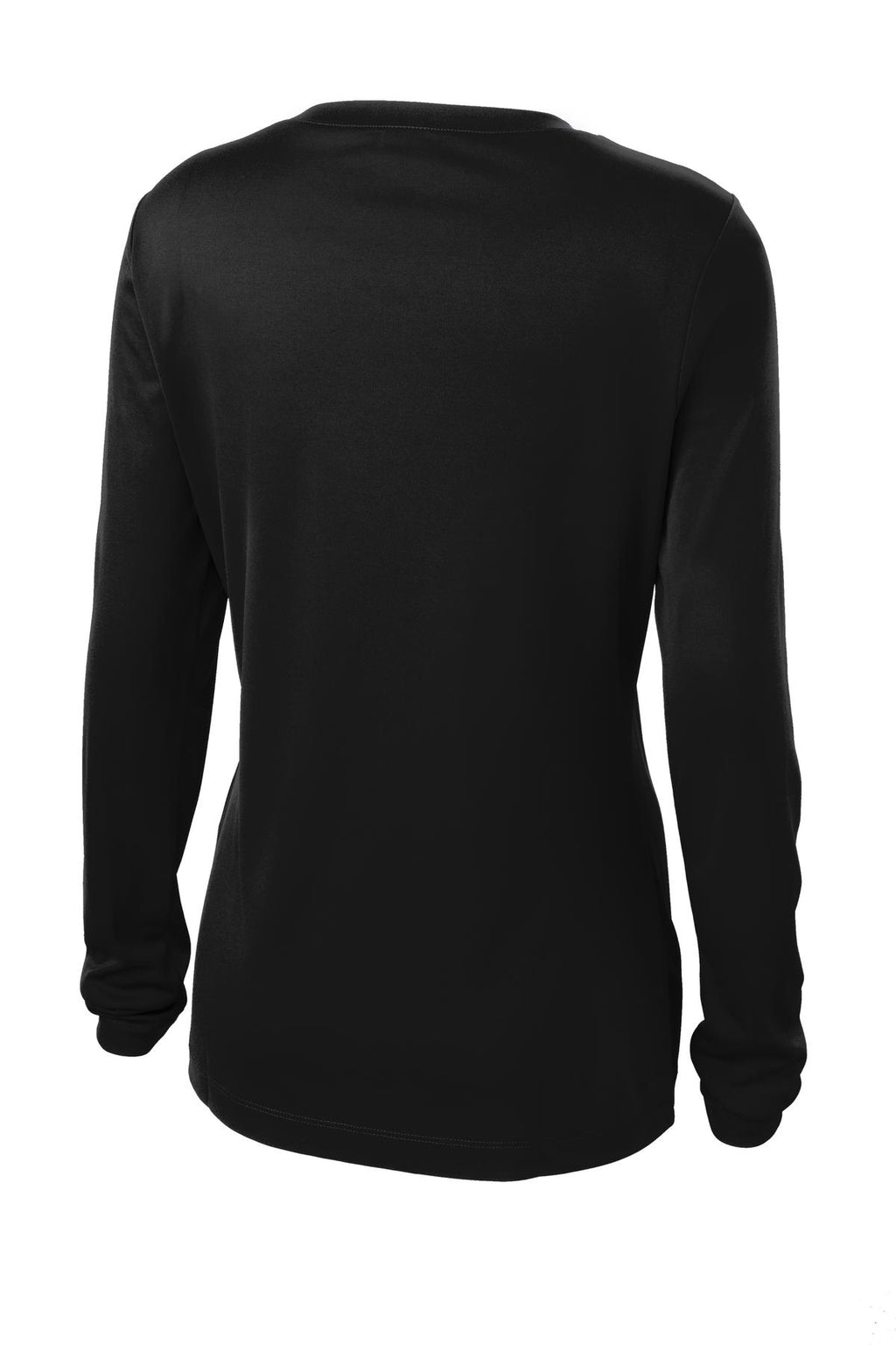 Sport-Tek Women's Long Sleeve PosiCharge Competitor V-Neck Tee – Black – flat back