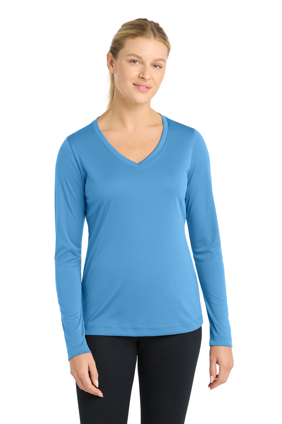 Sport-Tek Women's Long Sleeve PosiCharge Competitor V-Neck Tee – Carolina Blue