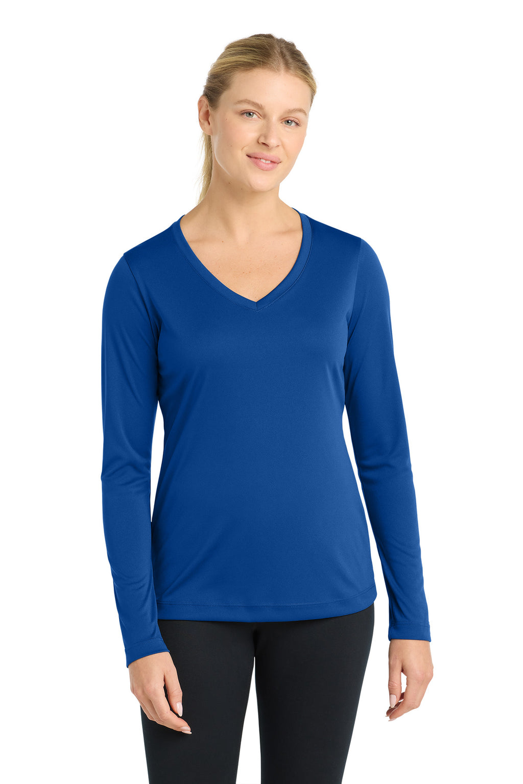 Sport-Tek Women's Long Sleeve PosiCharge Competitor V-Neck Tee – True Royal