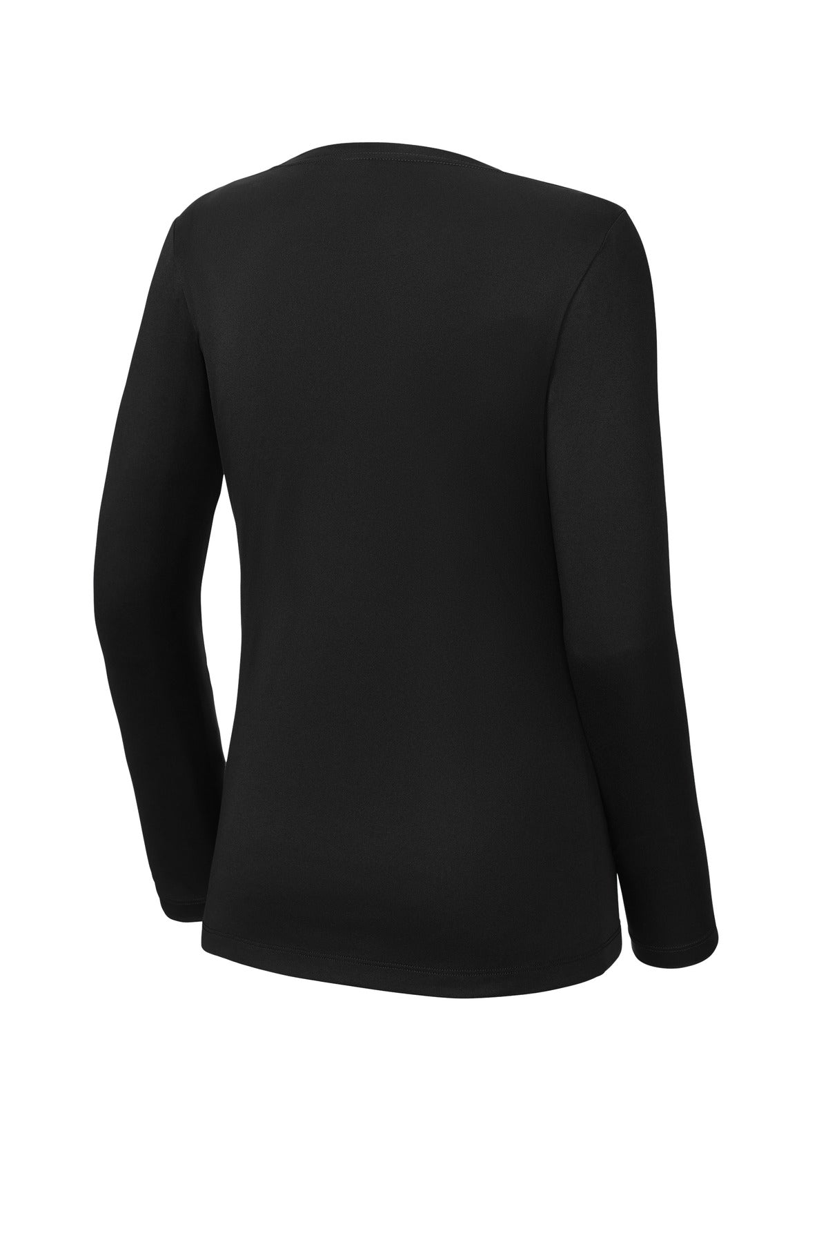 Sport-Tek Women's Posi-UV Pro Long Sleeve Tee – Black – flat back