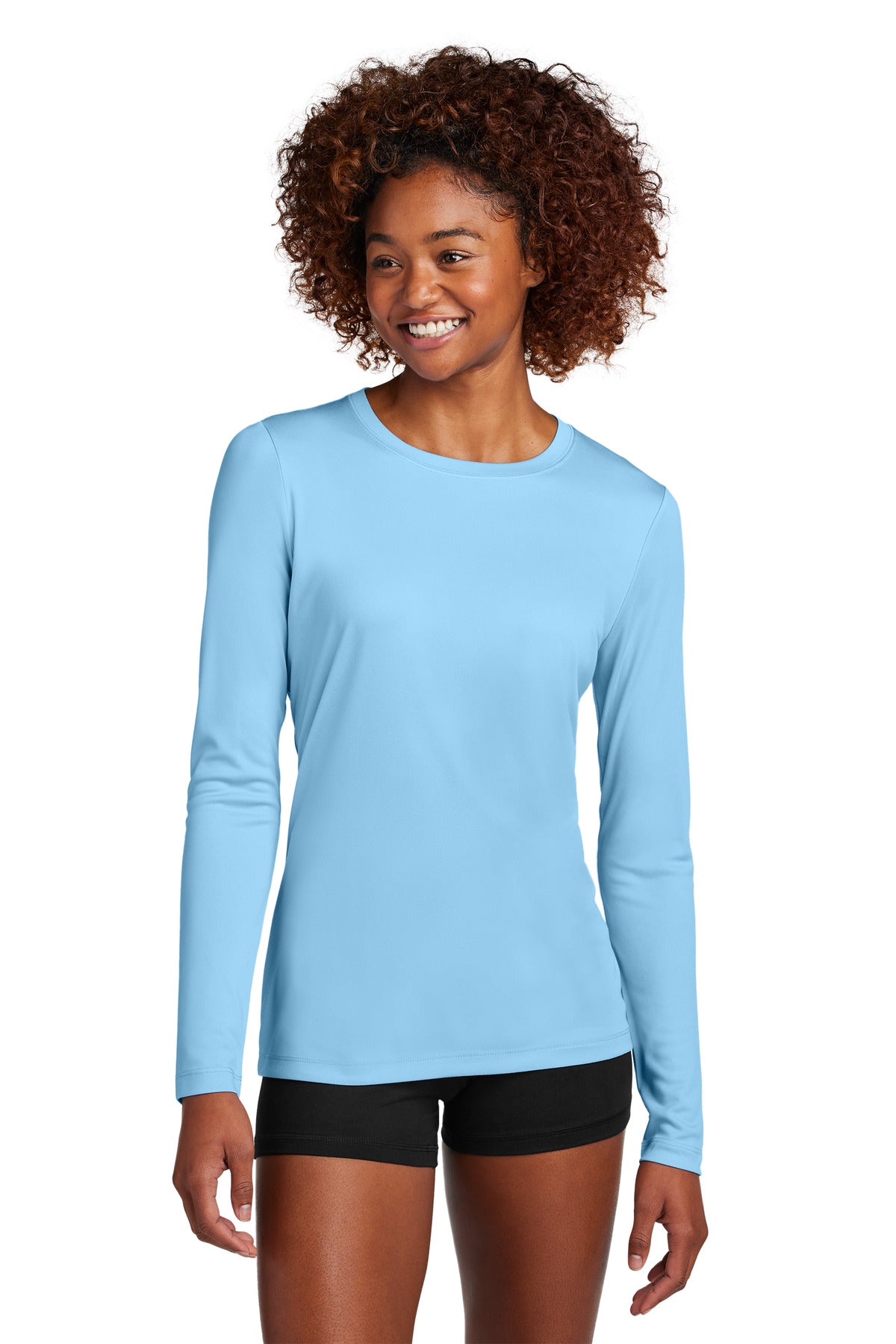 Sport-Tek Women's Posi-UV Pro Long Sleeve Tee – Light Blue