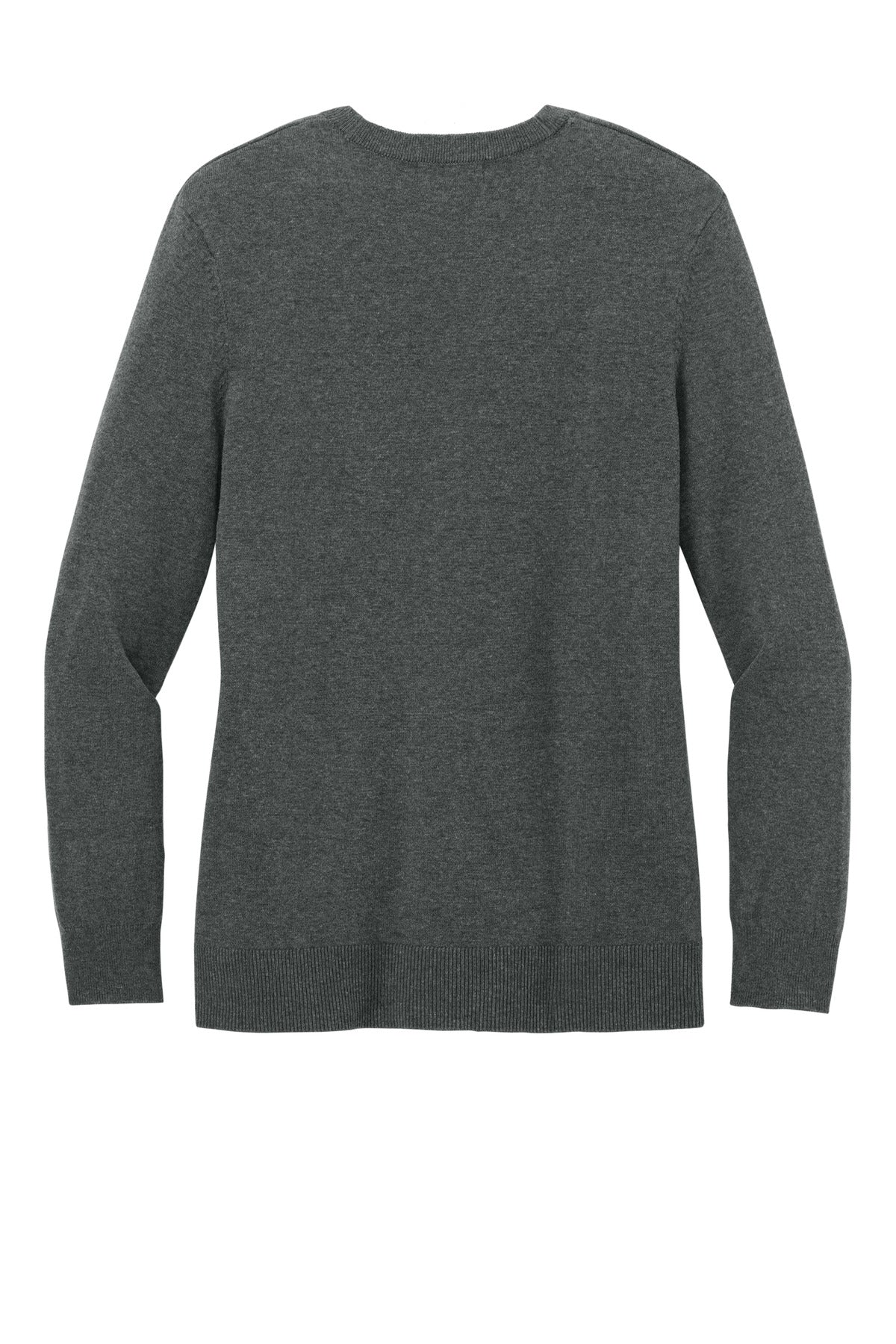 Port Authority Women's Easy Care Button-Up Cardigan Sweater – Charcoal Heather – flat back
