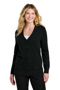 Port Authority Women's Easy Care Button-Up Cardigan Sweater – Deep Black