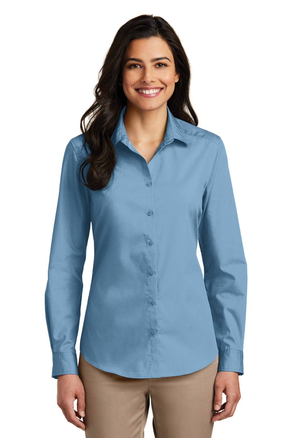 Port Authority Women's Long Sleeve Carefree Poplin Shirt – Carolina Blue