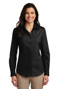 Port Authority Women's Long Sleeve Carefree Poplin Shirt – Deep Black