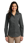 Port Authority Women's Long Sleeve Carefree Poplin Shirt – Graphite